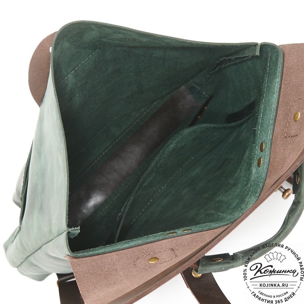 Кожаный рюкзак "Спэйс" (изумруд)